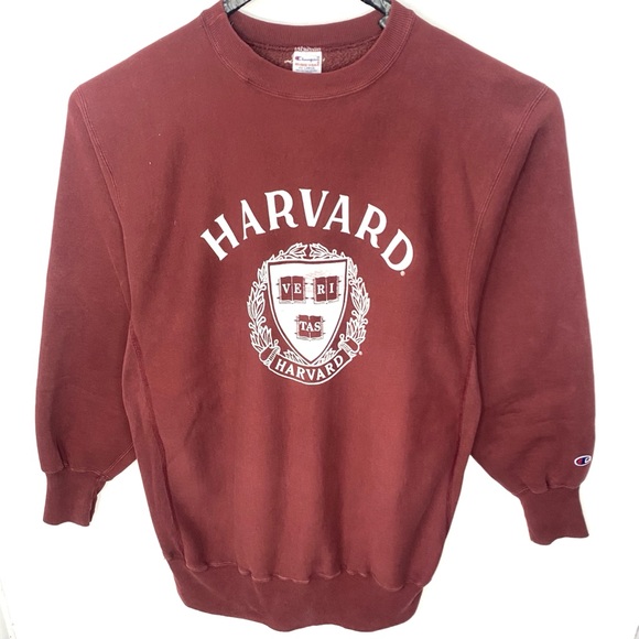 Vintage 90's Harvard University Hoodie Sweatshirt Champion Reverse
